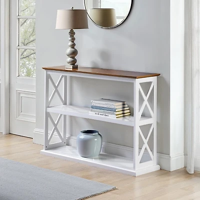 White Two-Tone Double X Sides Console Table
