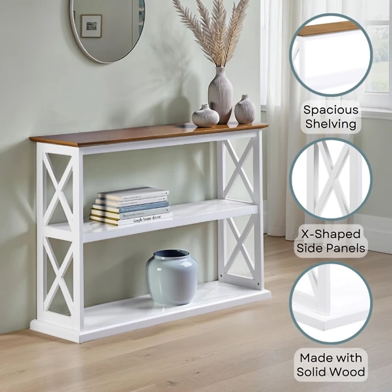 White Two-Tone Double X Sides Console Table