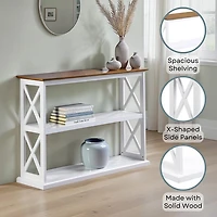 White Two-Tone Double X Sides Console Table