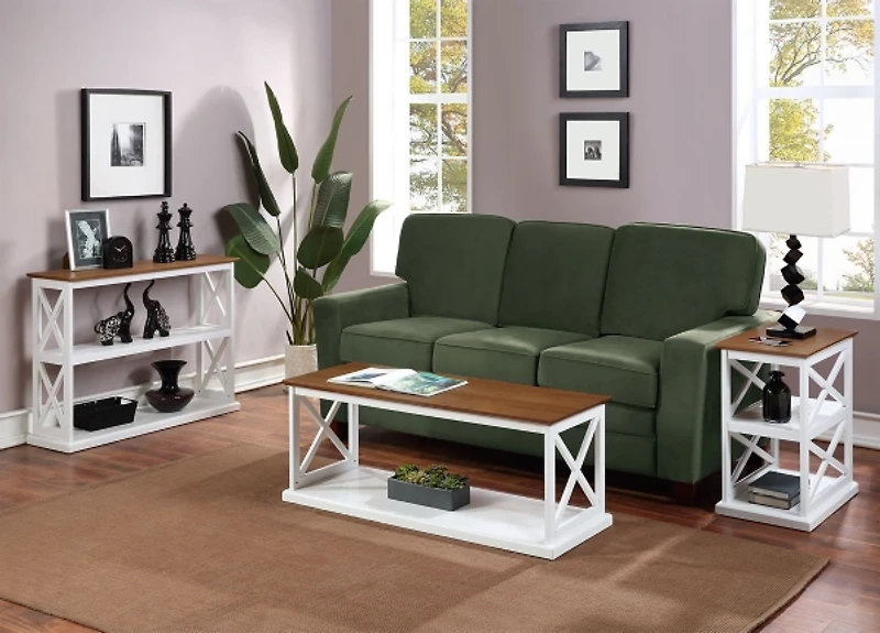 White Two-Tone Double X Sides Console Table