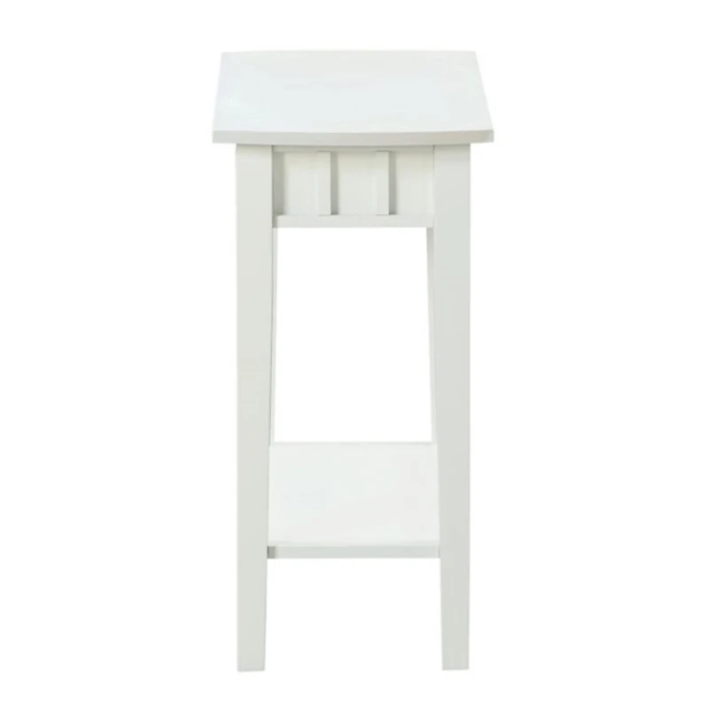 White Wood Slat Accent Table