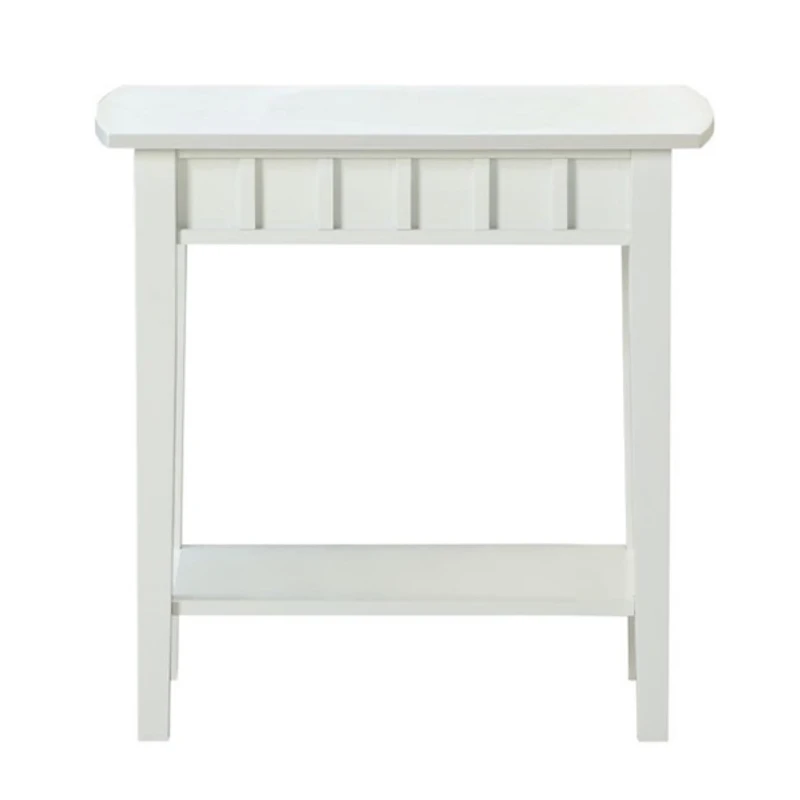 White Wood Slat Accent Table