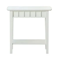 White Wood Slat Accent Table