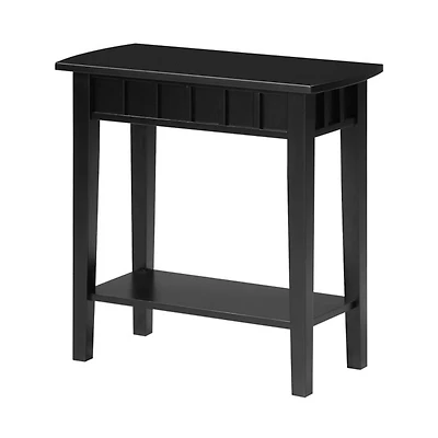 Black Wood Slat Accent Table