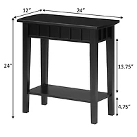 Black Wood Slat Accent Table