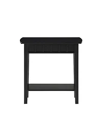 Black Wood Slat Accent Table