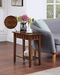 Brown Wood Slat Accent Table