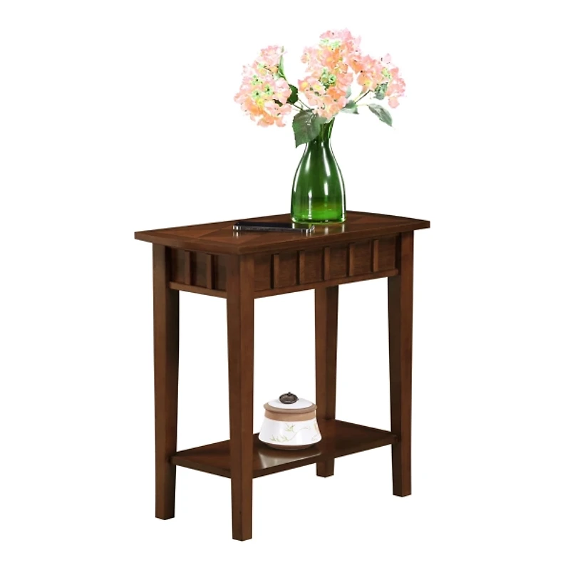 Brown Wood Slat Accent Table
