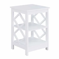 White Wood Diamond 2-Tier Accent Table