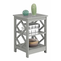 Gray Wood Diamond 2-Tier Accent Table