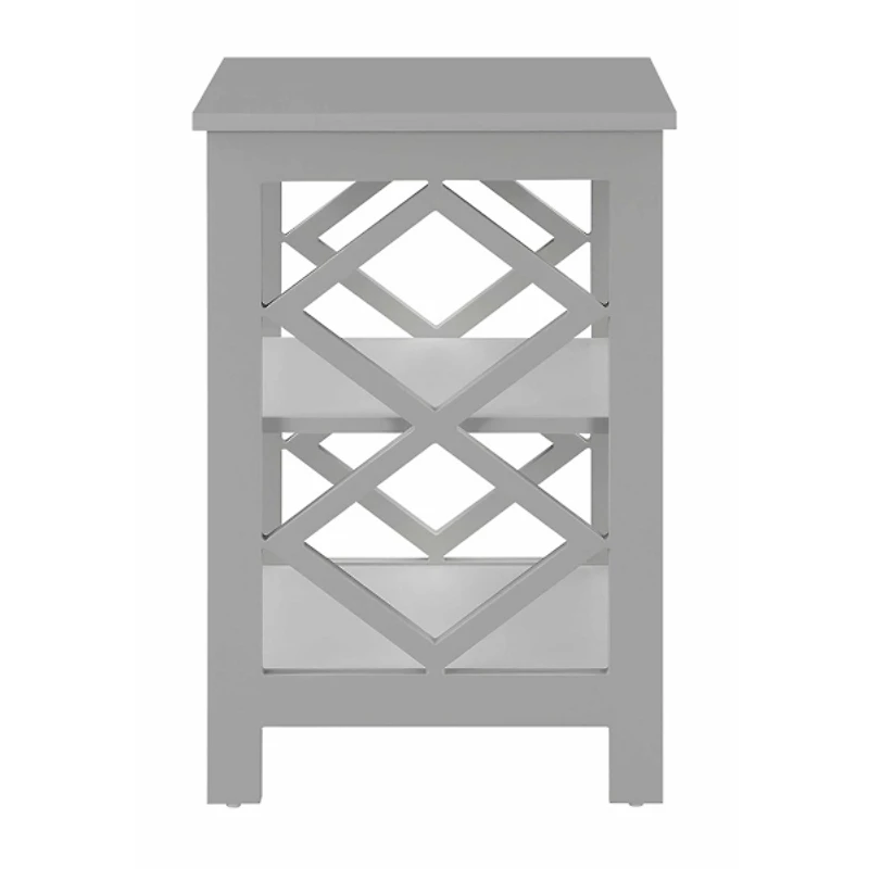 Gray Wood Diamond 2-Tier Accent Table
