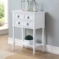 White 3-Drawer Turned Legs Accent Table