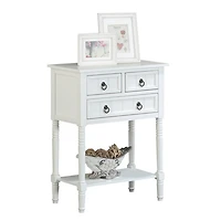 White 3-Drawer Turned Legs Accent Table