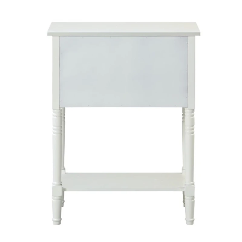 White 3-Drawer Turned Legs Accent Table
