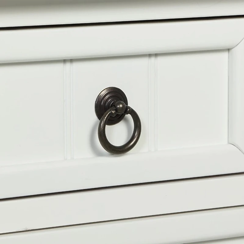 White 3-Drawer Turned Legs Accent Table