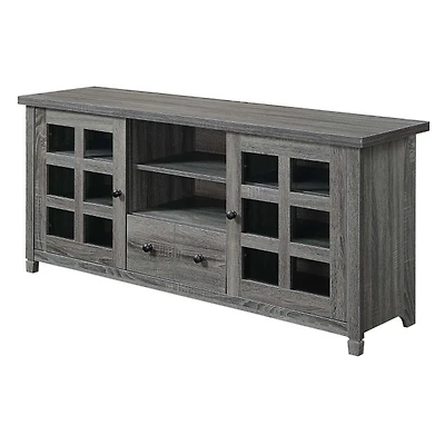Gray Wood 2-Door Windowpane Media Cabinet