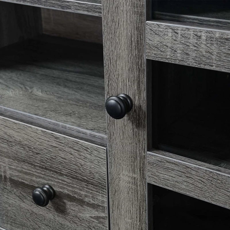 Gray Wood 2-Door Windowpane Media Cabinet