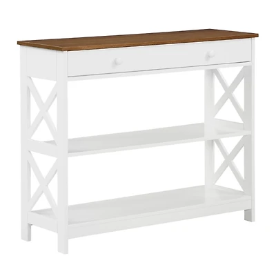 White Two-Tone X Sides Single Drawer Console Table