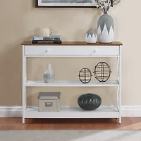 White Two-Tone X Sides Single Drawer Console Table