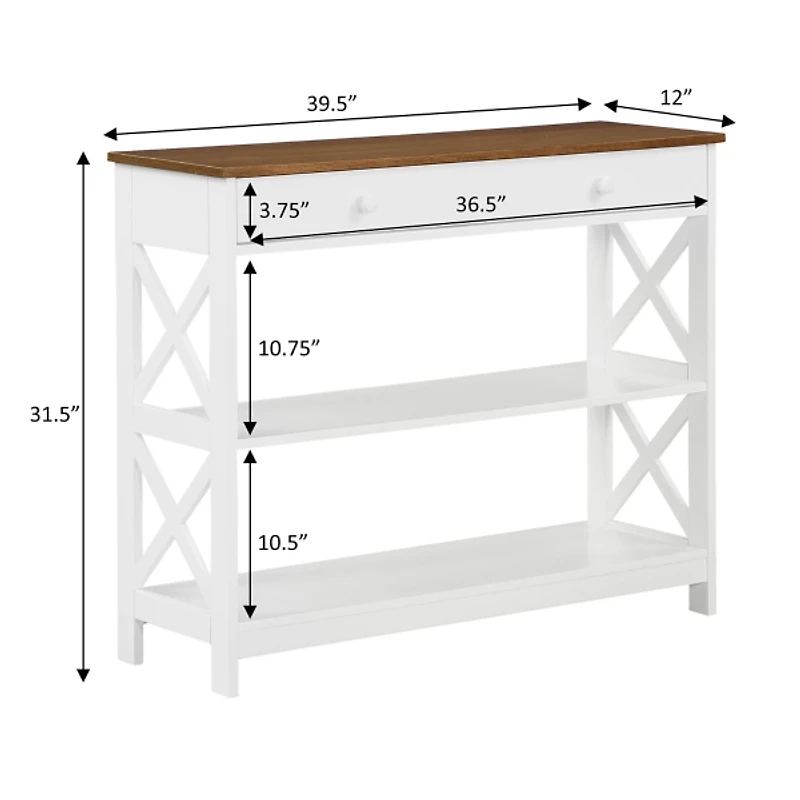 White Two-Tone X Sides Single Drawer Console Table