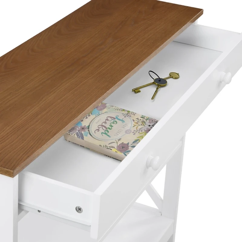 White Two-Tone X Sides Single Drawer Console Table