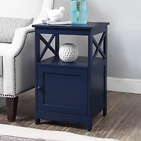 Blue Wood X Sides Storage Accent Table