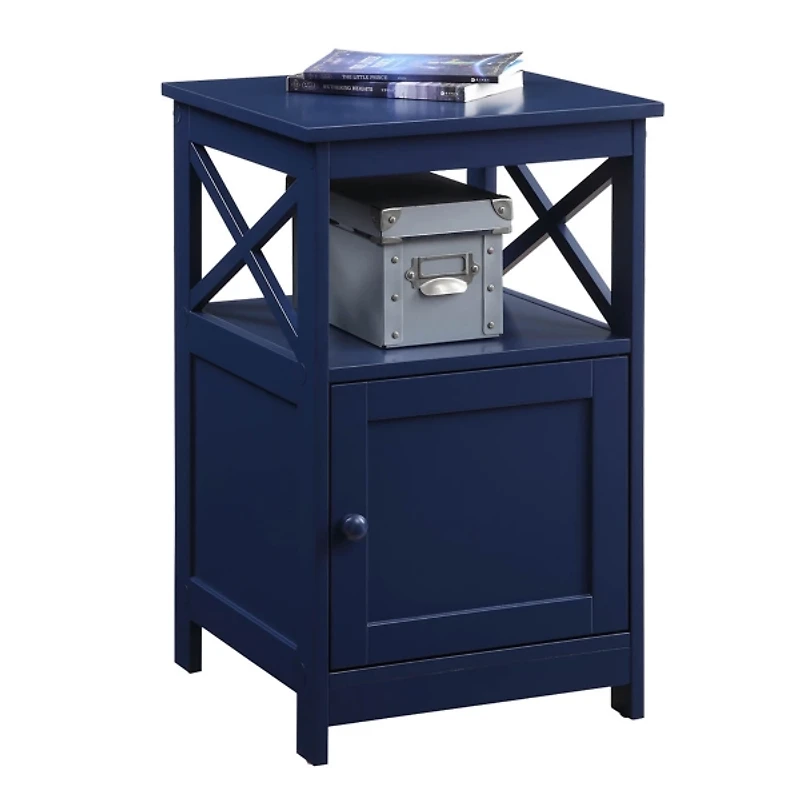 Blue Wood X Sides Storage Accent Table