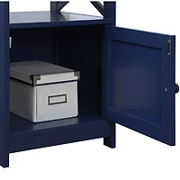 Blue Wood X Sides Storage Accent Table