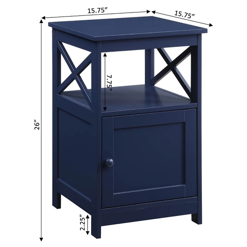 Blue Wood X Sides Storage Accent Table