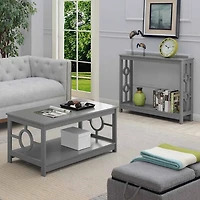 Light Gray Circle Cut-Out Sides Coffee Table