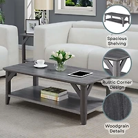 Gray Tapered Legs Rustic Coffee Table