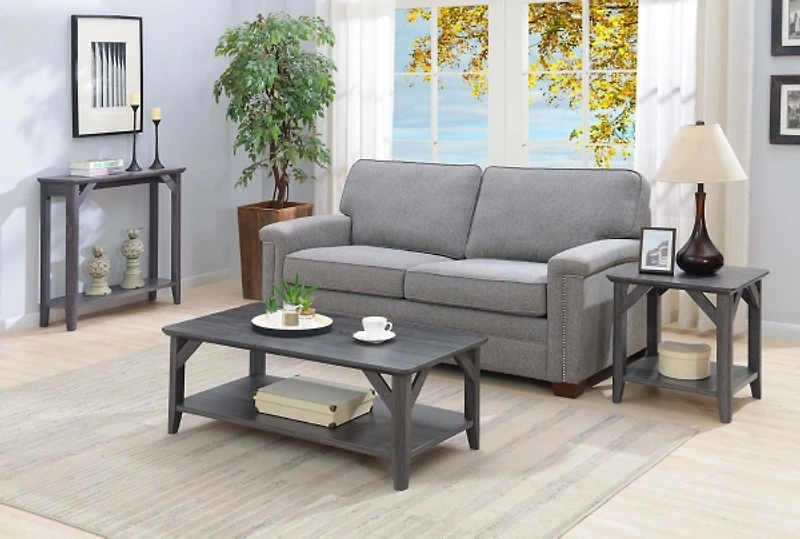 Gray Tapered Legs Rustic Coffee Table