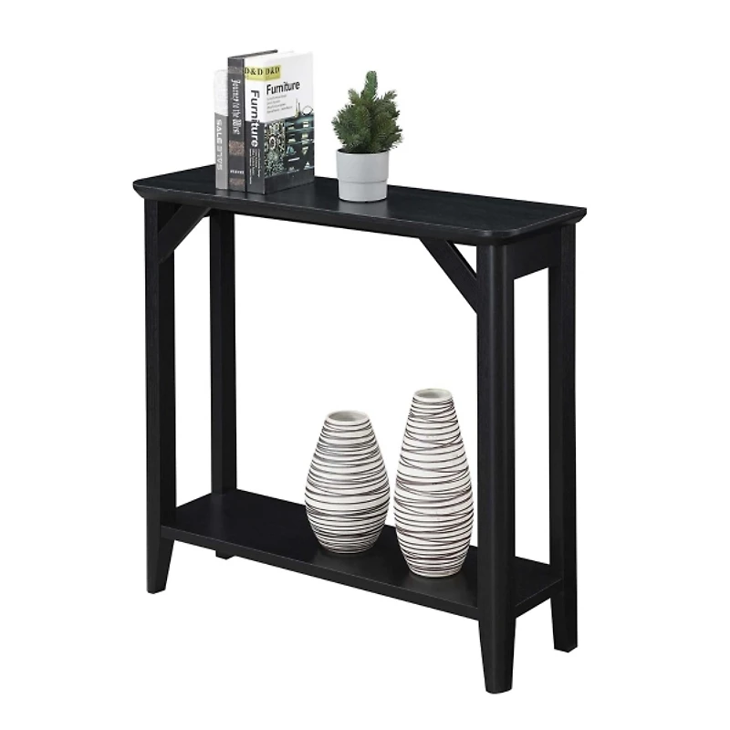Black Tapered Legs Rustic Console Table