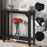 Black Tapered Legs Rustic Console Table