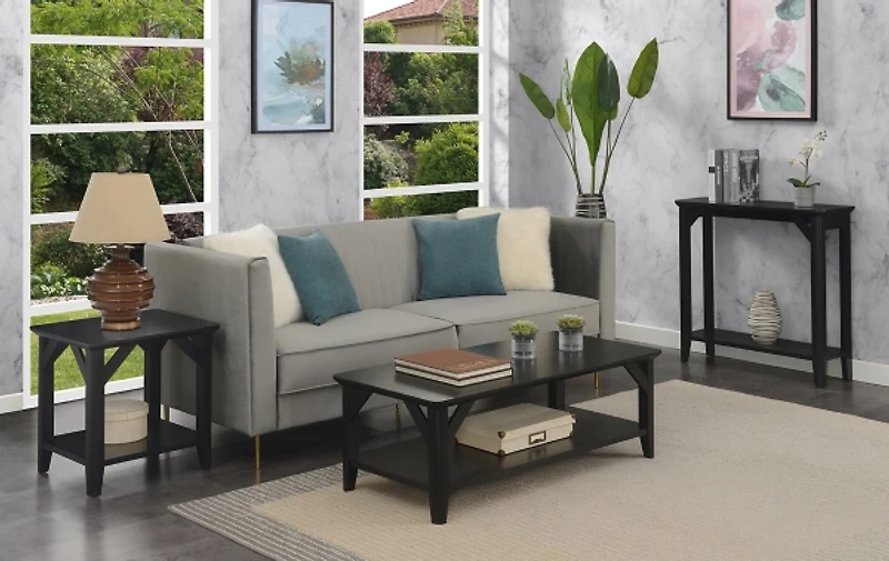 Black Tapered Legs Rustic Console Table