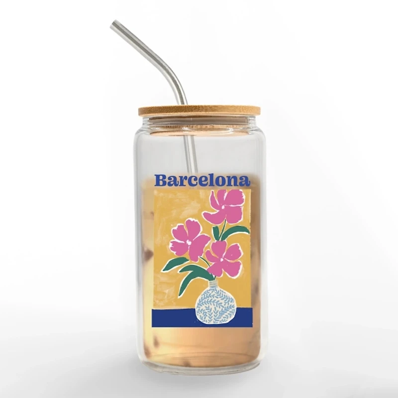 Floral Barcelona Glass Tumbler