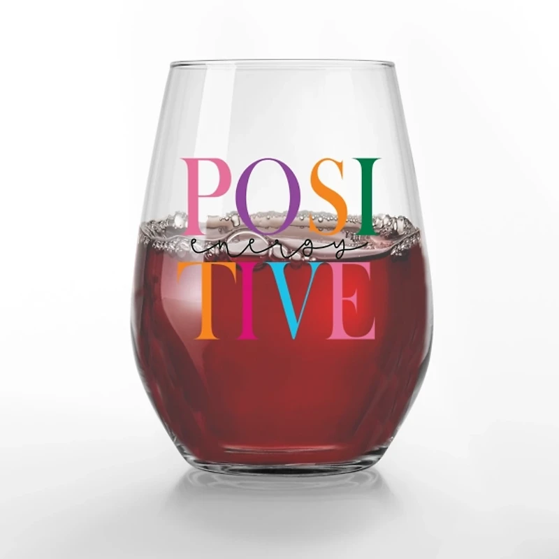 Positive Energy Stemless Wine Glasses, Set of 2