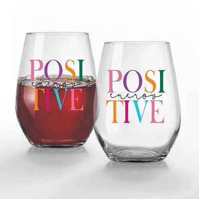 Positive Energy Stemless Wine Glasses, Set of 2