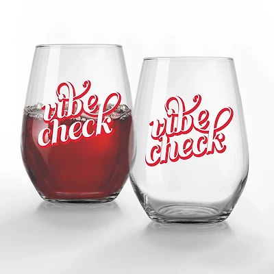 Vibe Check Stemless Wine Glasses, Set of 2