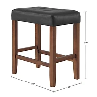 Black Faux Leather Madison Walnut Counter Stool