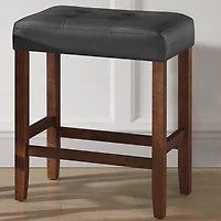 Black Faux Leather Madison Walnut Counter Stool
