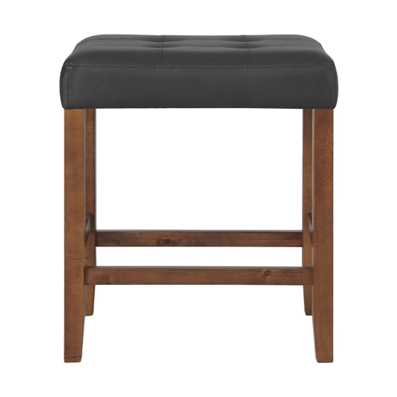 Black Faux Leather Madison Walnut Counter Stool