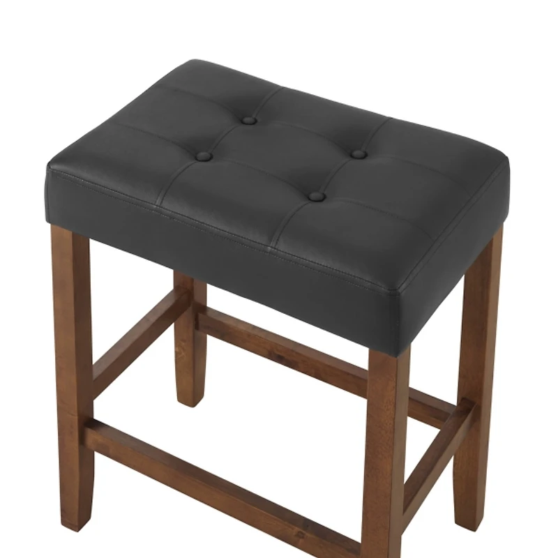 Black Faux Leather Madison Walnut Counter Stool