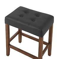 Black Faux Leather Madison Walnut Counter Stool