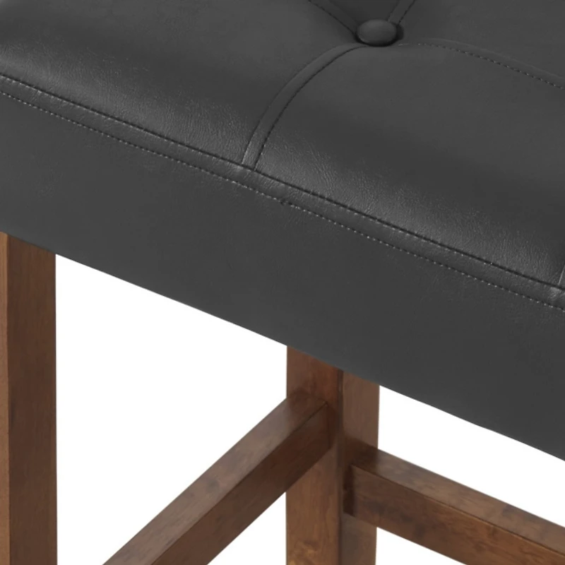 Black Faux Leather Madison Walnut Counter Stool