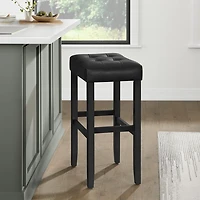 Black Faux Leather Tufted Madison Bar Stool