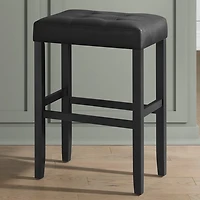 Black Faux Leather Tufted Madison Bar Stool