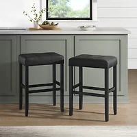 Black Faux Leather Tufted Madison Bar Stool