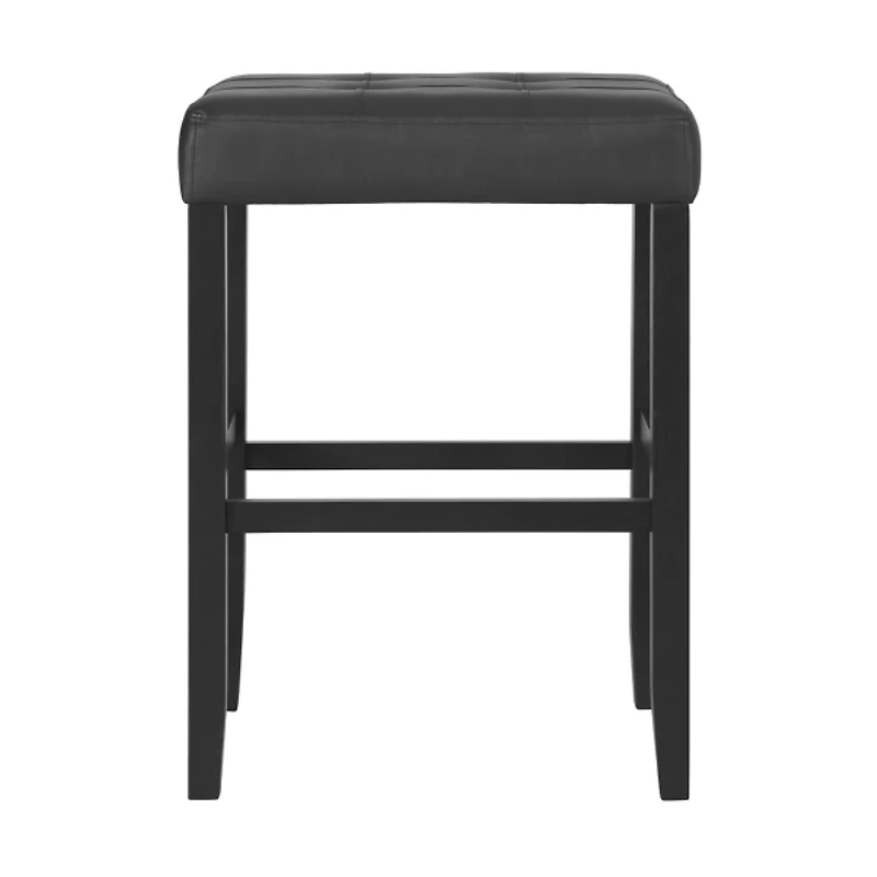 Black Faux Leather Tufted Madison Bar Stool