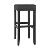 Black Faux Leather Tufted Madison Bar Stool